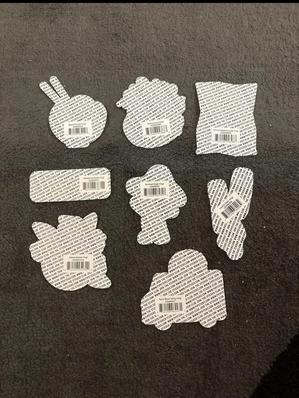 Pipsticks 8 vinyl stickers taco truck no rush phone cat noodles